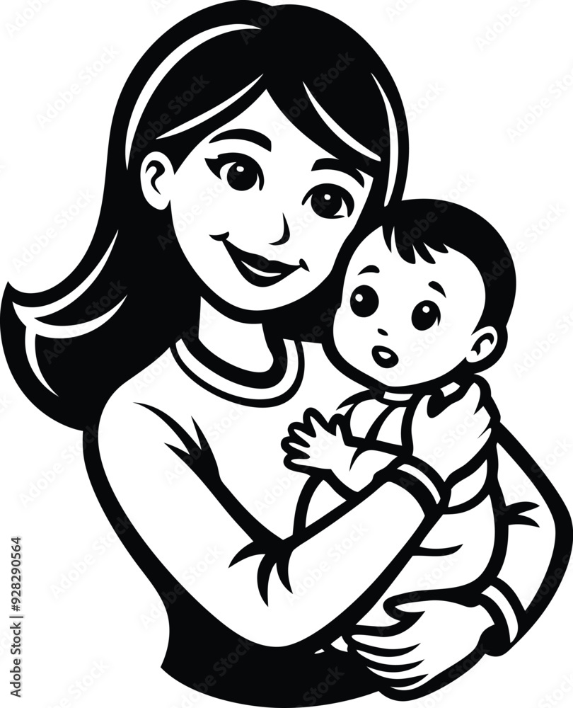 a child in a mother,s arms silhouette illustration a child in a mother,s arms silhouette illustration