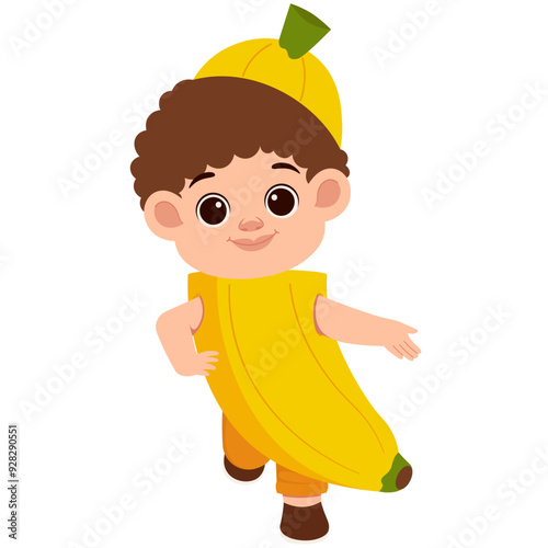 Boy in Banana Fruit Costume Illustration