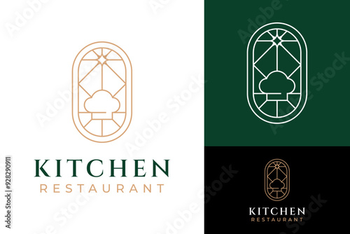 Boho Emblem Toque Food Kitchen Restaurant Logo Design Branding Template