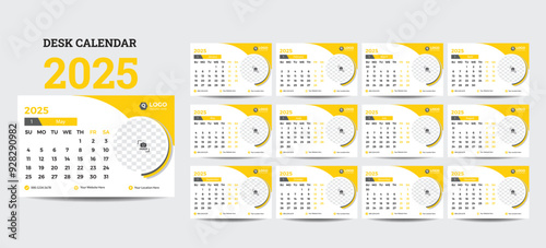 Modern Desk Calendar 2024, Office Calendar 20250, Week Starts on Sunday, template for annual calendar 2025.