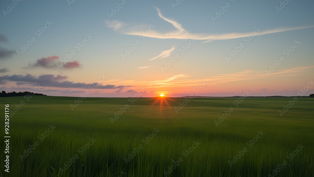 Green grass with sunset views, Generative AI
Green grass with sunset views, Generative AI