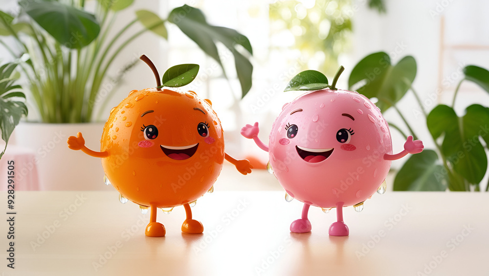 They are cartoon characters with smiles on their faces. They are cartoon characters with smiles on their faces.