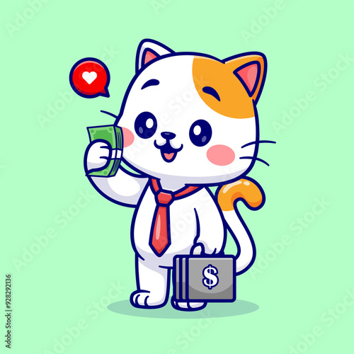 Cute Cat Business Holding Money And Suitcase Cartoon Vector
Icon Illustration. Animal Business Icon Concept Isolated
Premium Vector. Flat Cartoon Style