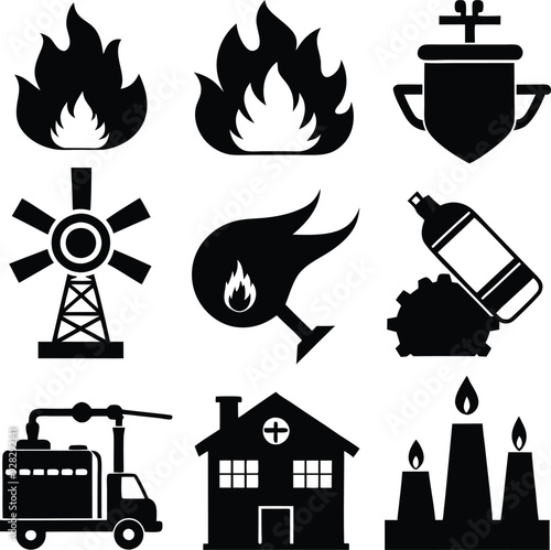 Natural Gas Shadowy Silhouette Vector Art Pack