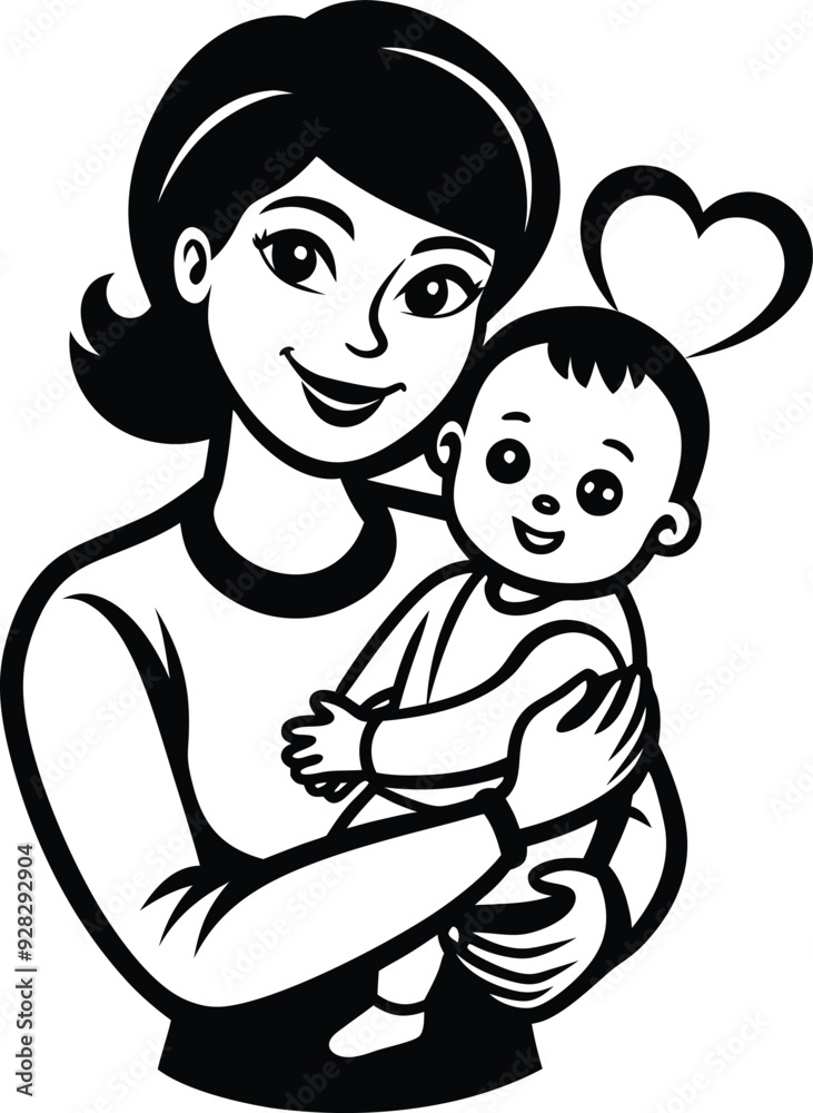 a child in a mother,s arms silhouette illustration a child in a mother,s arms silhouette illustration