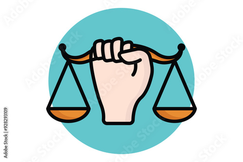Civil right colored outline icon. icon related to law and justice. law elements vector illustration