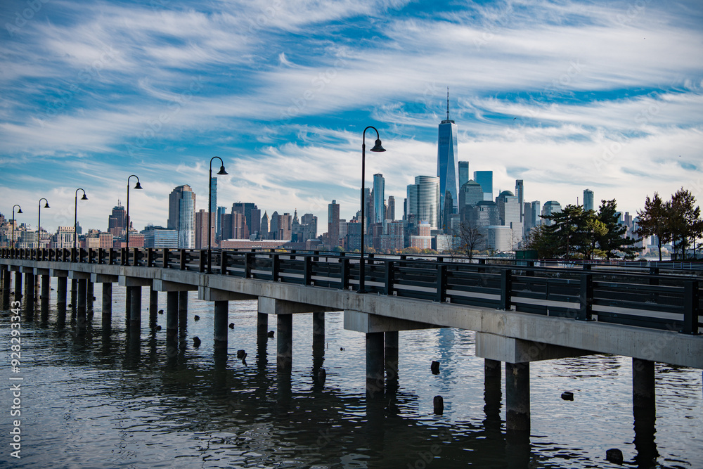 Naklejka premium New York, United States. New York city skyline in Midtown Manhattan. USA, NYC, NY, Manhattan. American big city. Lower Manhattan skyline. I love NYC, New York.