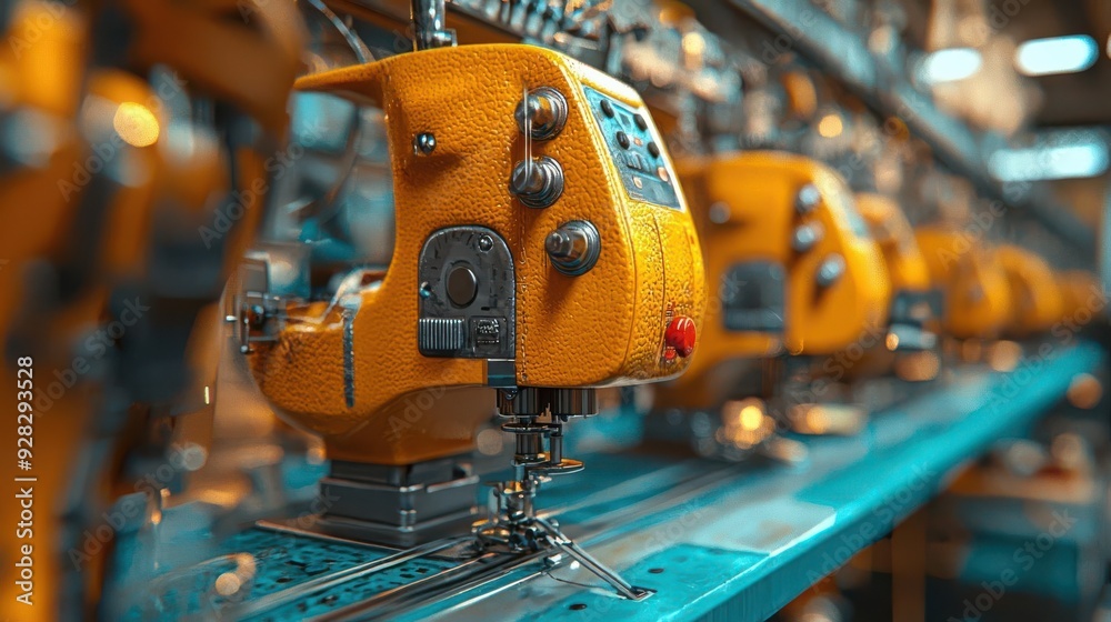 Industrial sewing machines, efficient workspace with neutral lighting