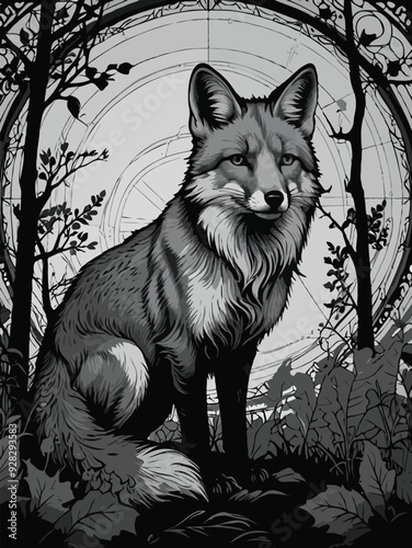 Fox Black and white