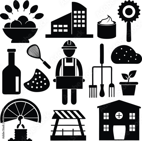 Compatible Artistic Silhouette Elements in Black