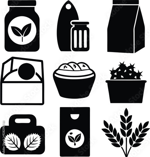 Homemade Food Elegant Silhouette Vector Illustrations