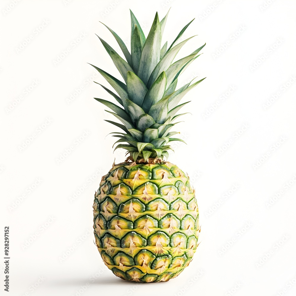 Vibrant Pineapple with Lush Leaves Portrayed in Whimsical Watercolor Style on a Crisp White Background Tropical Fruit Suitable for Healthy Lifestyle Recipe or Product Branding Designs Vibrant Pineapple with Lush Leaves Portrayed in Whimsical Watercolor Style on a Crisp White Background Tropical Fruit Suitable for Healthy Lifestyle Recipe or Product Branding Designs
