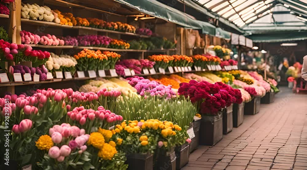 custom made wallpaper toronto digitalVibrant Flower Market with Shops