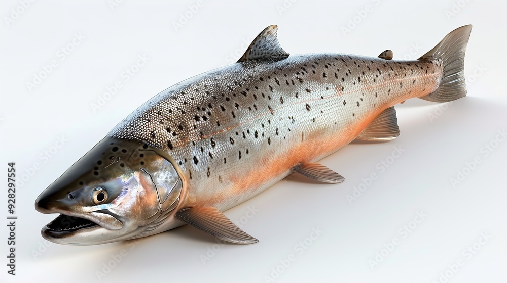 Salmon. A fish isolated on a white background. A source of protein and healthy fats. Salmon. A fish isolated on a white background. A source of protein and healthy fats.