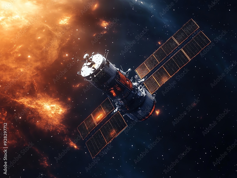 Satellite in Space with Nebula. Satellite in Space with Nebula.