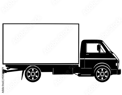 van box, delivery truck, shipping truck  with blank space 