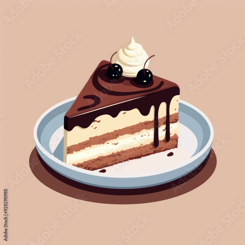 Delicious chocolate cake slice