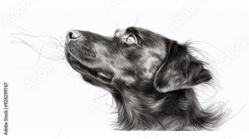 Wallpaper Mural A detailed sketch of a dog's profile, showcasing expressive eyes and soft fur, perfect for animal lovers and art enthusiasts. Torontodigital.ca