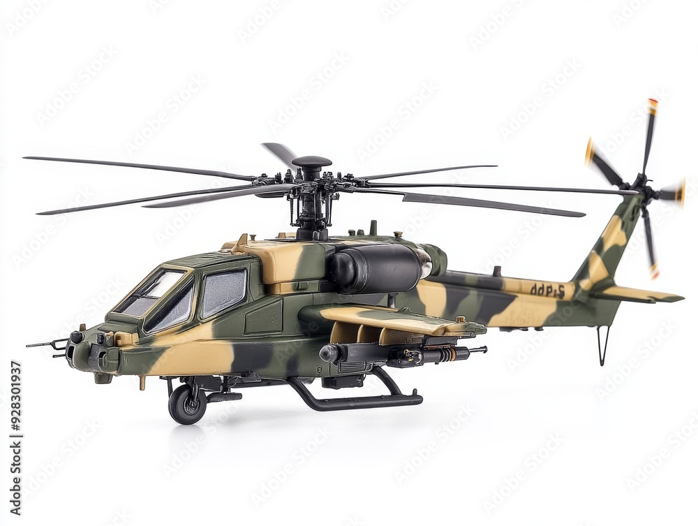 Modern camouflaged helicopter on a white background Modern camouflaged helicopter on a white background