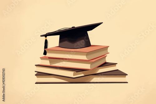 Graduation books stack illustration