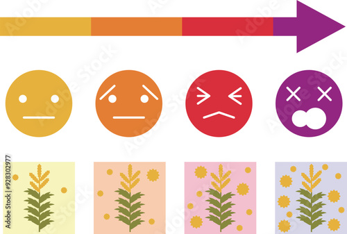 秋の花粉症のブタクサからの花粉の飛散指数のテンプレート素材