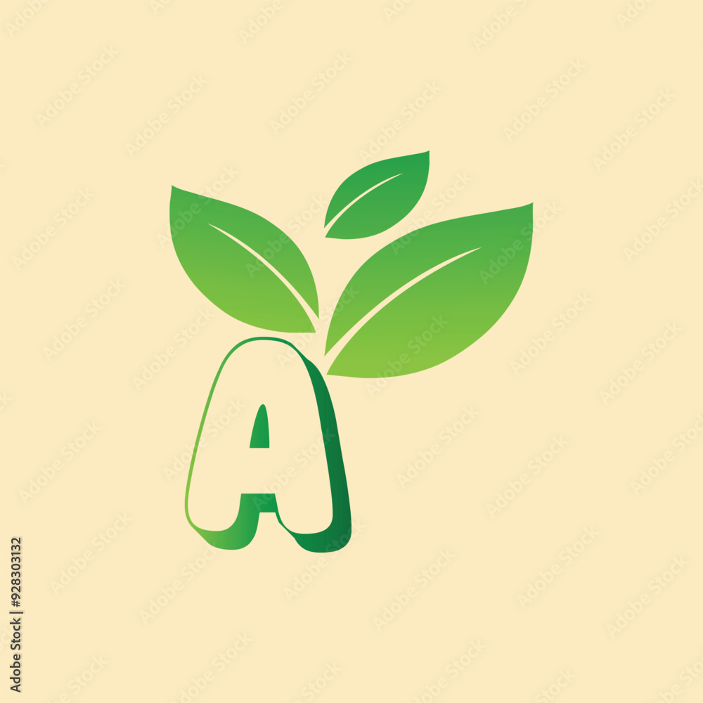 Abstract Nature Leaves and Plants With Alphabet and Numbers Logo Design For Social Media. Abstract Nature Leaves and Plants With Alphabet and Numbers Logo Design For Social Media.