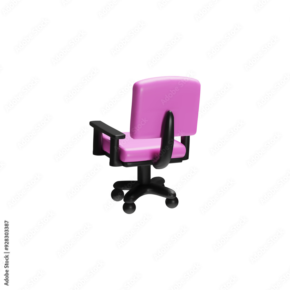 3D design using a comfortable computer chair, rear view, suitable for modern workplace