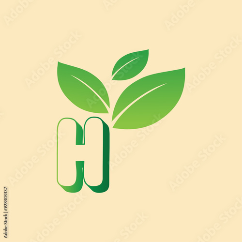 Abstract Nature Leaves and Plants With Alphabet and Numbers Logo Design For Social Media. photo