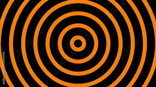 Black and Orange Trippy Graphic Radio Waves Circle Loop Background