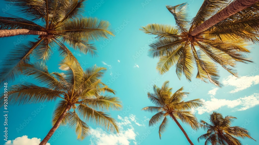 Palm trees and open skies in the summer sun Palm trees and open skies in the summer sun