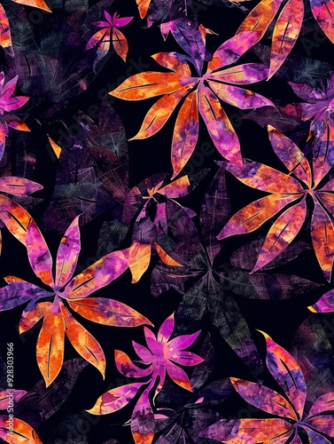 Stylish abstract floral ethnic design featuring captivating geometric and tie-dye effects for fabric printing.