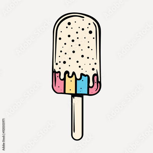 Colorful ice cream popsicle illustration