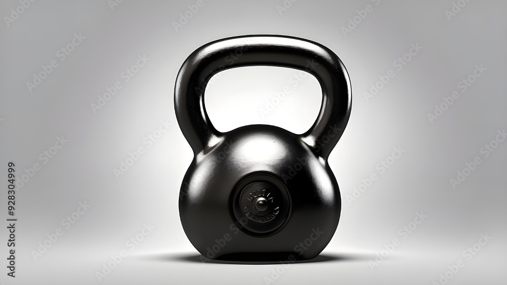 Isolated black kettlebell on clear backdrop Isolated black kettlebell on clear backdrop