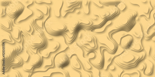 3D Woodcut Stylized Brown woody topographic contour scheme and terrain. Abstract lines or wavy backdrop background. Topography grid map. Geographic line mountain relief. Contour map background.