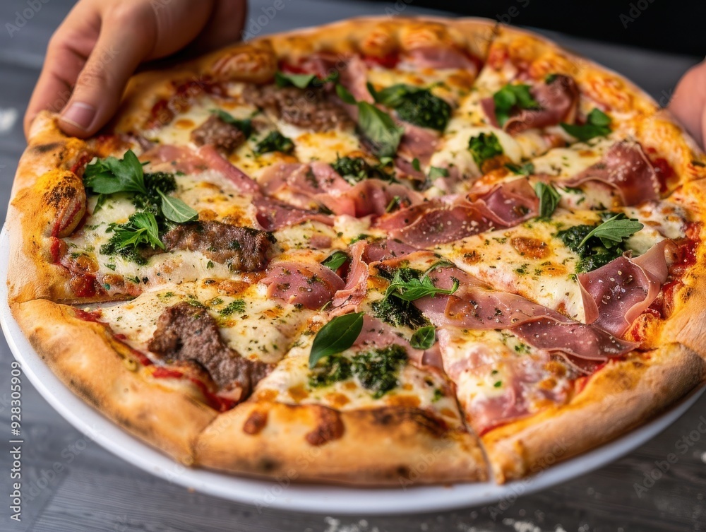 Elegant Gourmet Pizza Service with Copy Space for Advertising Campaign Elegant Gourmet Pizza Service with Copy Space for Advertising Campaign