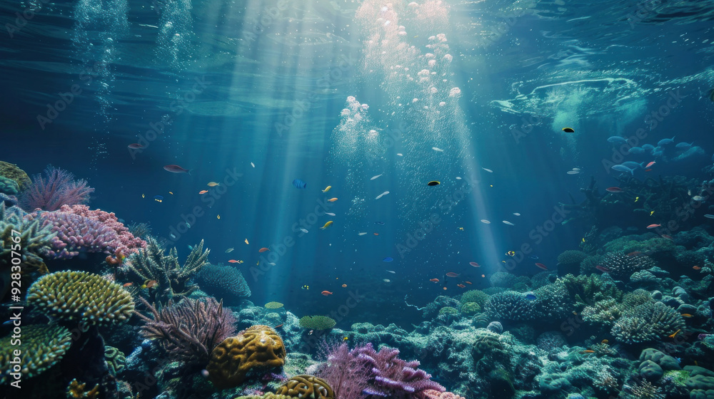 Scuba diving to see coral reefs under the deep sea, Scuba diving to see coral reefs under the deep sea,
