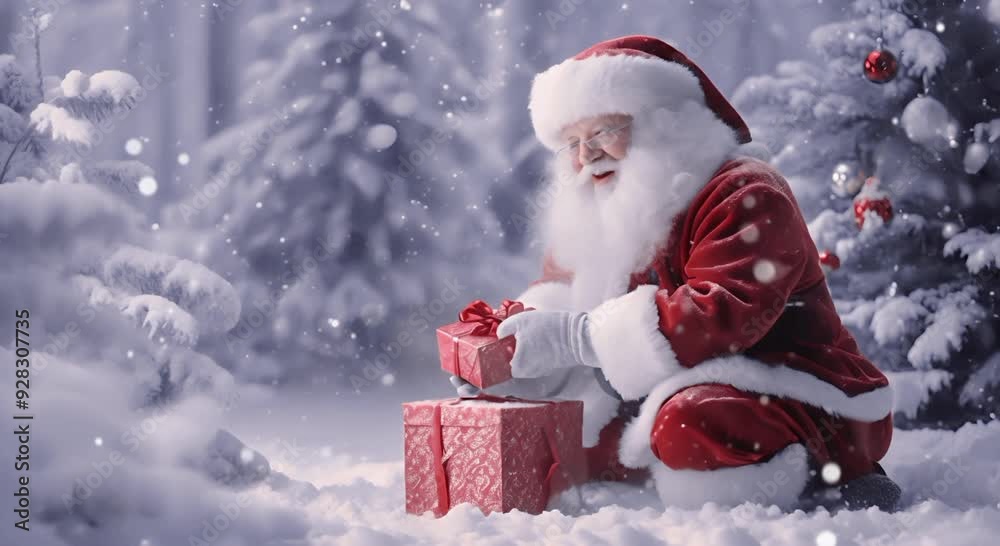 Happy smiling Santa Claus on the background of snow and fair. Happy smiling Santa Claus on the background of snow and fair.