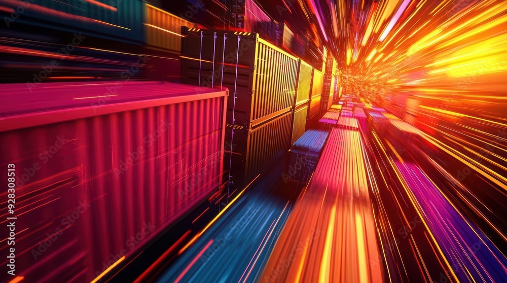 Colorful shipping containers stacked high, creating a vibrant and abstract pattern. Colorful shipping containers stacked high, creating a vibrant and abstract pattern.