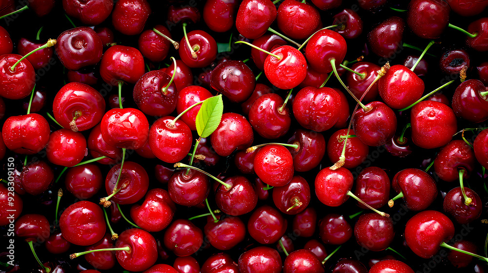 Cherry Background. Sweet organic cherries on market counter Cherry Background. Sweet organic cherries on market counter