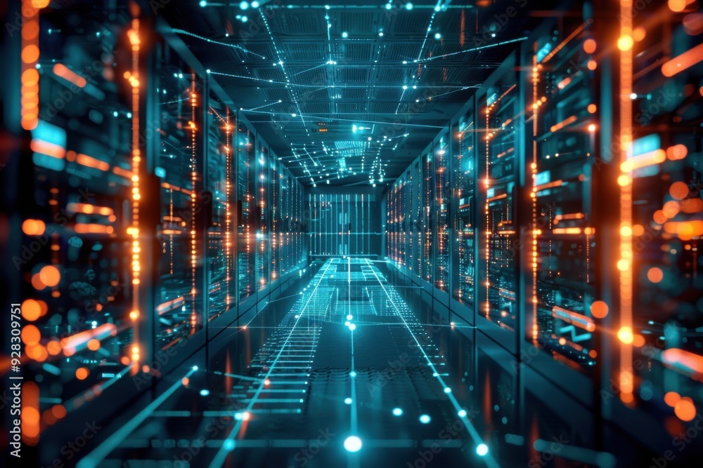 Futuristic Data Centers with Glowing Circuitry Futuristic Data Centers with Glowing Circuitry