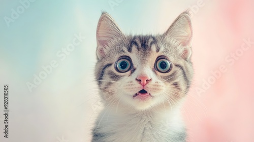 Cute Kitten with Big Eyes and Open Mouth