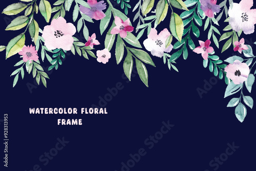 Watercolor floral flowers frame for social media and print media