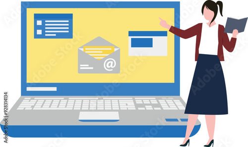 The girl is sending mail online.