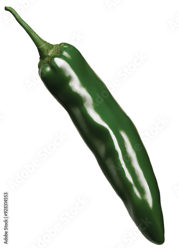fresh green chili peppers on a white background