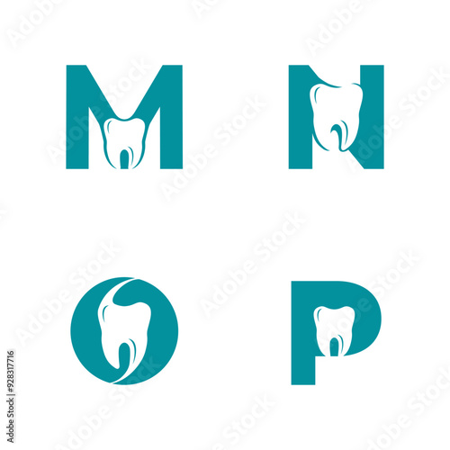 Letter MNOP logo dental. MNOP dental logo template photo