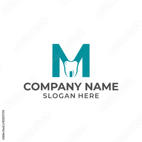 Letter M logo dental. M dental logo template