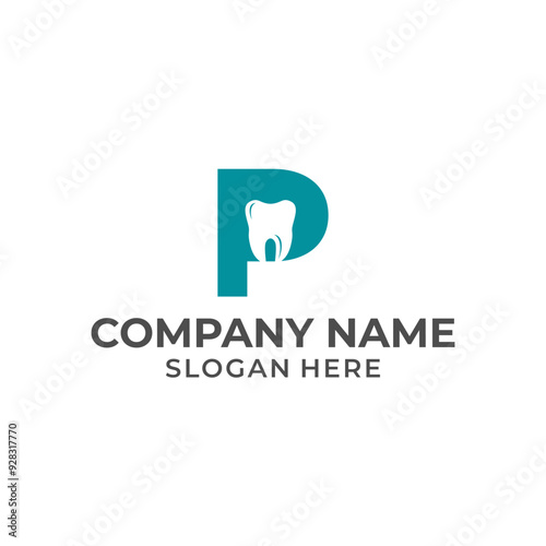 Letter P logo dental. P dental logo template