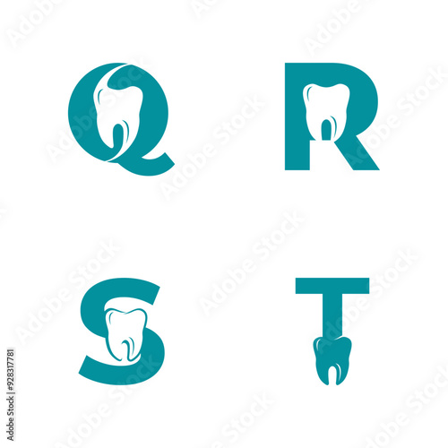 Letter QRST logo dental. QRST dental logo template photo