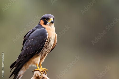 Aplomado falcon bird blurry nature background, Ai Generated photo