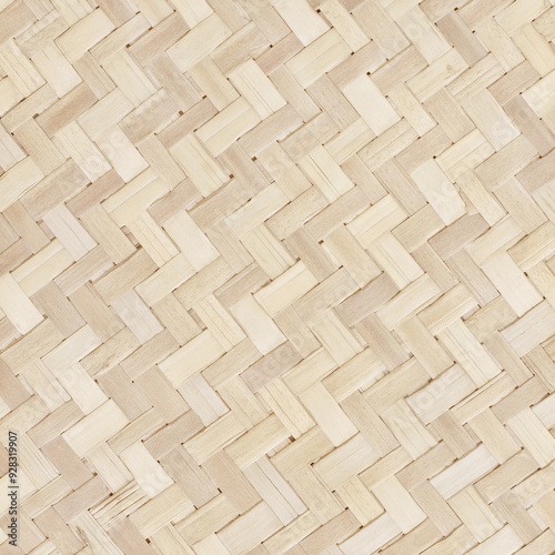 Old bamboo weave texture background, pattern of woven rattan mat in vintage style.